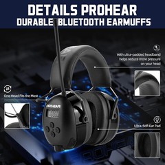 OSHA-Compliant Black Bluetooth Earmuffs – Hi-Fi Sound & 25dB Noise Reduction