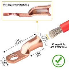 8Pcs 4/0 Awg – 3/8″ (M10) Sanuke Wire Lugs Ring Terminal Connectors Ends Heavy D