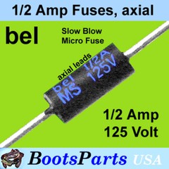 (6) 500 mA Slow-Blow Fuse, Axial Through-Hole Leads, Mfr. Bel, ** USA SELLER **