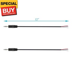 2 Pack Replacement 3.5Mm Male Plug to Bare Wire Open End TRS 3 Pole Stereo 1/8″