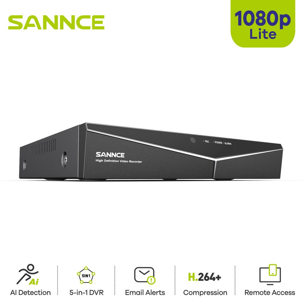 SANNCE 5IN1 1080P Lite HD 4CH DVR CCTV Security Video Recorder Motion Detection