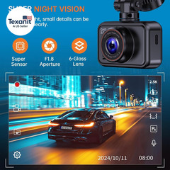 Dash Cam Front and Rear, 2.5K Dual Dash Camera for Cars, 2560P Mini Car Camera,