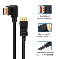 8K@60Hz 90 Degree DisplayPort 1.4 Cable Male to Male 6FT Right Angle DP Cable