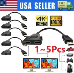 4K HDMI Cable Splitter Adapter 2.0 Converter 1 In 2 Out 1 Male to 2 Female
