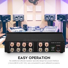 2-Way Stereo Audio A/B Spiltter Speaker Amplifier Switcher Box Selector Remote