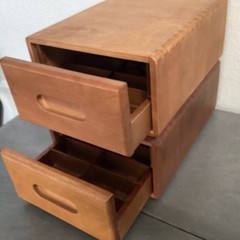 2 Vintage Solid Wood Media Storage Box Case Hand Rubbed Oiled Lot of 2