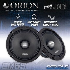 Orion Cobalt CM65 High Efficiency 6.5″ 1000W Mid-Range Bullet Car Loud Speakers