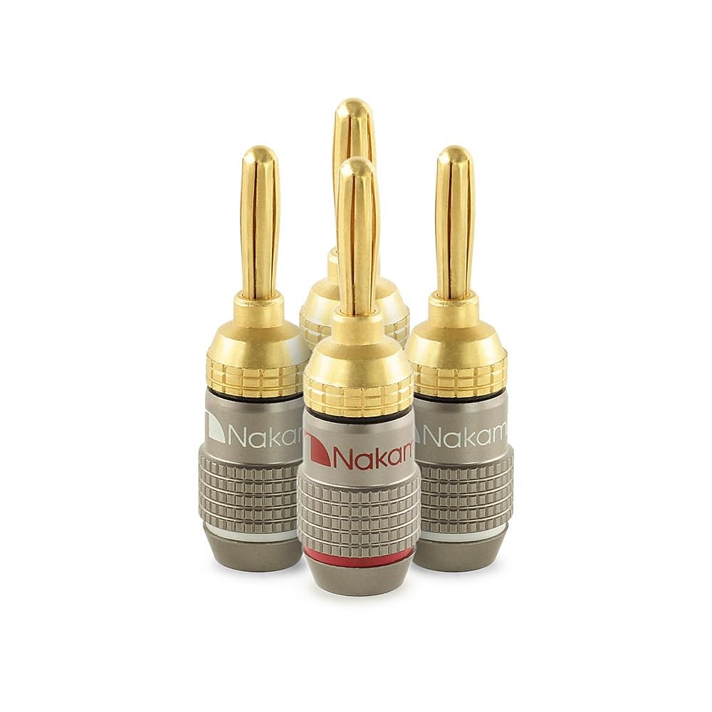 Nakamichi FanLock Excel Series 24k Gold Plated Banana 4 Pcs (2-Pairs),