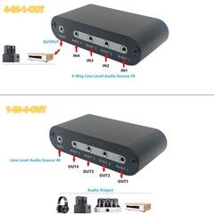 TENEALAY 4 in 1 Out / 1 in 4 Out AUX 3.5mm Stereo Audio Input Signal Source S…