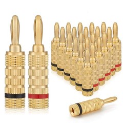 WG-3333 24k Gold Plated Speaker Banana Plugs-Closed Screw Type (12 Pairs (24 …