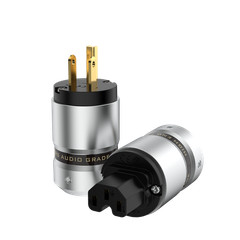 Pair Aluminum Alloy Body Gold Plated Conductor US HiFi Power Plug IEC Connector