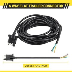 4-Pin Flat Wiring Harness 20 Feet Jacketed Cable Trailer-Side Standard 4 Way