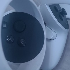 Meta Quest Touch VR Controllers Pair w/ Wrist Straps – White/Black, NO Drift!