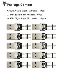 10 PCS USB 2.0 Type A Male To DIP Breakout Board Adapter 4 Pin 2.54mm Pitch