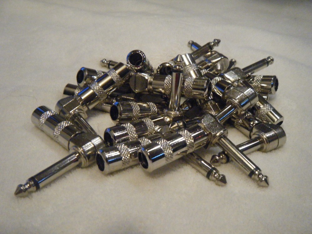 Lot of 12 1/4″ Right Angle TRS Stereo Audio Cable Plugs 6.35mm Connector Adapter