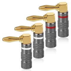 2 Pairs Right Angle Banana Plugs 90 Degree Gold Plated Connector for Speaker …