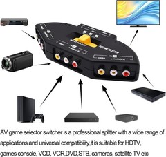 3 In 1 Out Component AV Video Switch Box, Composite 3 RCA AV Splitter RGB