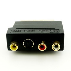 SCART to 3 RCA Phono Audio & Composite Video & 4 pin S-Video SVHS AV TV Adapter