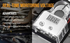 Heavy Duty 2x Car Battery Terminal Clamps Voltmeter Fit SAE Top Post 0/4/8 Gauge