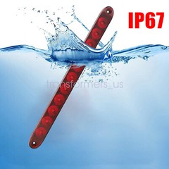2PCS 15″ Red Truck Trailer Light Bar 11 LED Stop Turn Tail Brake Lights Strip