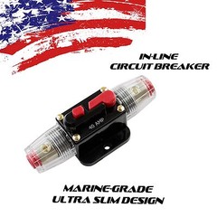 CAR STEREO AUDIO 12V CIRCUIT BREAKER FUSE IN-LINE FITS 4 8 GAUGE WIRE 40 AMP US