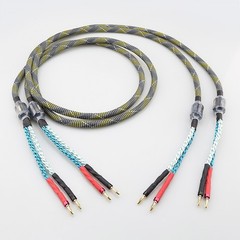 Speaker Cable Pair Braided HiFi Audiophile Cable with Banana Plugs for Amplifier