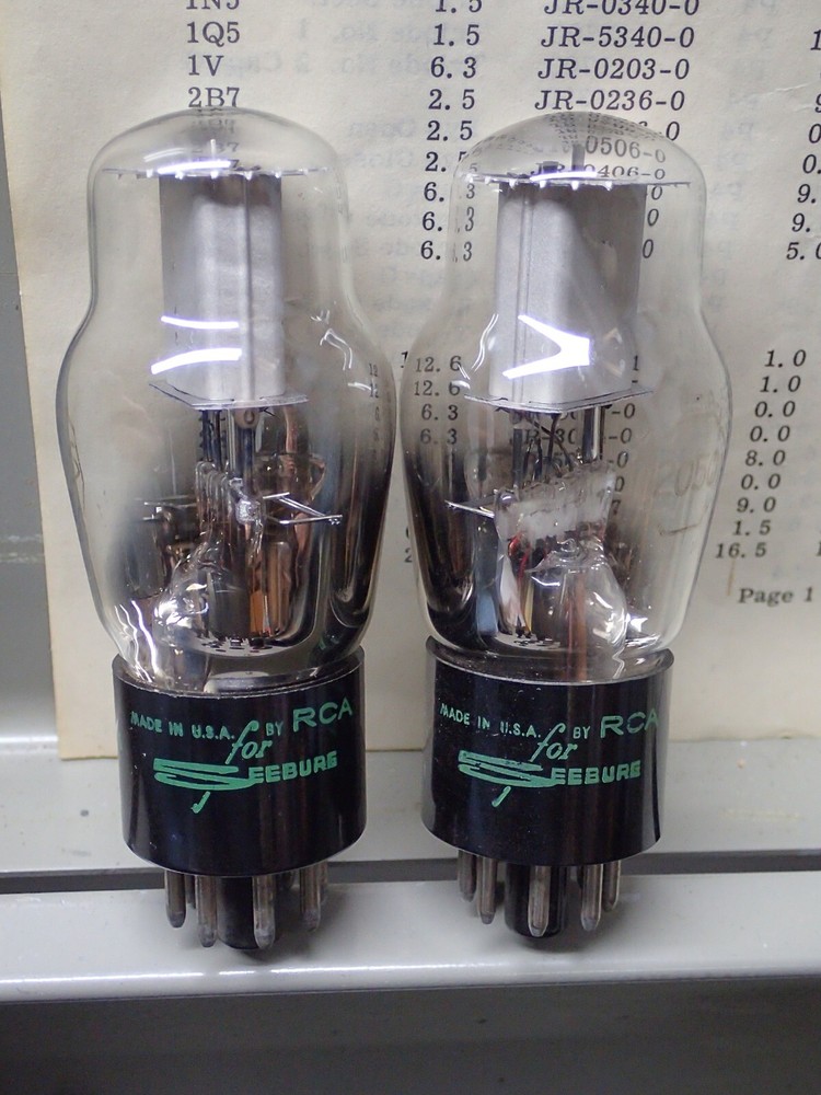 2 genuine Seeburg BRANDED vintage 2050 jukebox tubes USA-made pro tested good