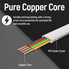 Versatile 25FT RJ11 Landline Extension Cord with Telephone Coupler and Clips
