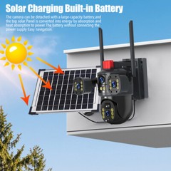 Solar Battery Powered Wireless WiFi Outdoor Pan/Tilt Home Security Camera System