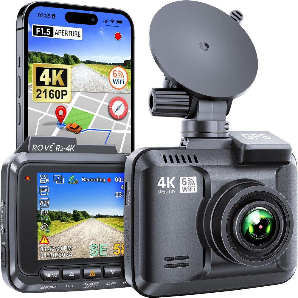 Rove R2-4K Car Dash Cam – 4K Ultra HD 2160P – Built-In WiFi & GPS (Refurbished)
