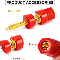 10Pcs M5 X 50Mm Speaker Binding Post, Pure Copper Screw Rod 4Mm Banana Socket Co