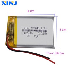 503040 3.7V 600mAh 2.22Wh Rechargeable Replacement Li Li-po Battery For Mp4 GPS