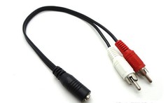 3.5mm Stereo Female Mini Jack to 2 Male RCA to Headphone Plug Adapter Y-Cable