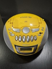 Sony CFD-E75 Yellow Portable AM/FM CD Cassette Radio Works Tested With Remote