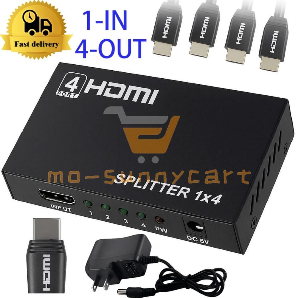 HDMI Splitter 1 In 4 Out 1080P 4-Port Repeater Splitter Amplifier Video Splitter