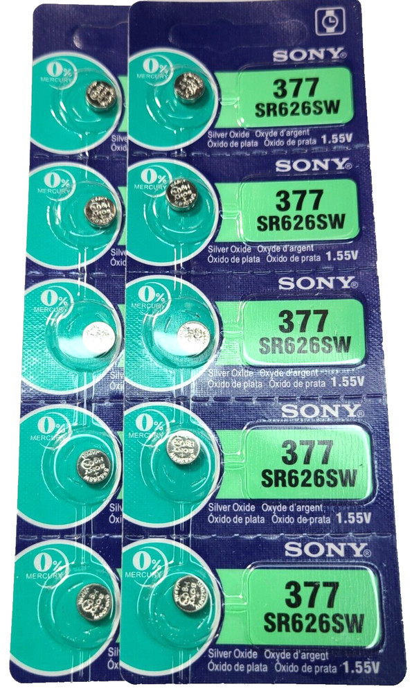 10 PACK SONY 377 SR626SW SR626 V377 SILVER OXIDE (GOOD EXP 10/32) FREE TRACKING