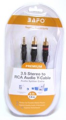 BAFO Premium 24K Gold Plated 3.5mm To RCA Stereo Audio Y-Splitter Cable 6′ 6FT