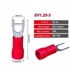 200pcs Insulated Crimp 16-22AWG Wire Connectors Fork Spade Terminals #4 Stud