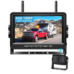 1080P Wireless RV Backup Camera Side View 7″ DVR Split Monitor for Truck Trailer