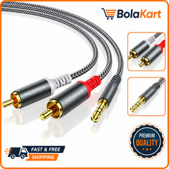 3.5mm to RCA Audio Cable 6.6FT AUX to 2 RCA Male Stereo Adapter for TV Phone Car