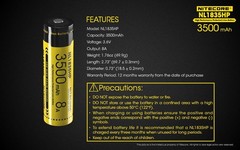 NITECORE NL1835HP 3500mAh Li-ion rechargeable battery from Auth Dealer Genuine
