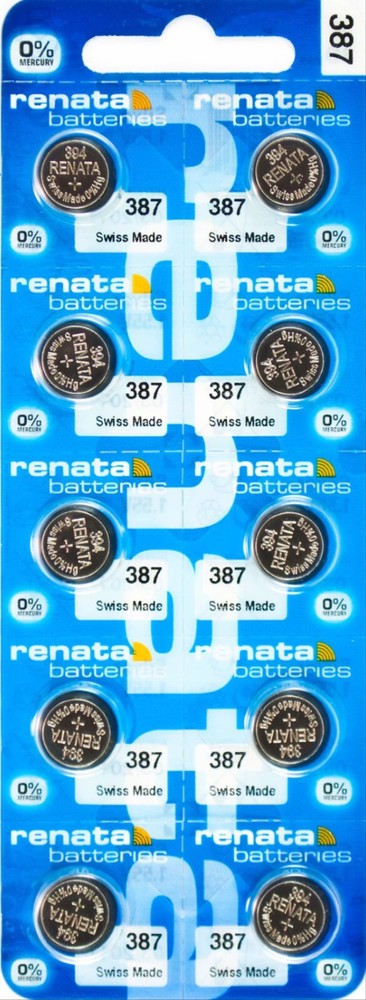 10 Renata 387S/387 Watch Battery Bulova Accutron 214 With SPACER RING 0%MERCURY