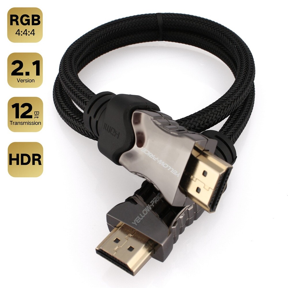 Short 1.5ft HDMI 2.1 Cable Pack, Braided Nylon&Gold Connectors for PS5,PS4,Xbox