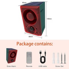 Solar Motion Sensor Alarm Outdoor – Dog Barking & Gunshot Sound, Support Record