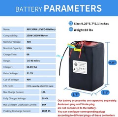 48V 30Ah Lifepo4 Battery Pack for E B_ike Sc_ooter E_bi/ke 5A Charger 50A BMS