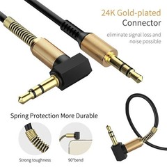 3.5mm Male to Male AUX Cable Cord L-Shaped Right Angle Car Audio Headphone Jack