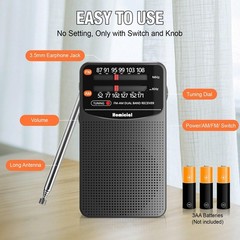 Homicial AM/FM Portable Radio, Battery Powered, Excellent Reception