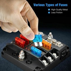 6 Way Car Boot Power Distribution 12/24V Blade Fuse Holder Box Block Panel Board