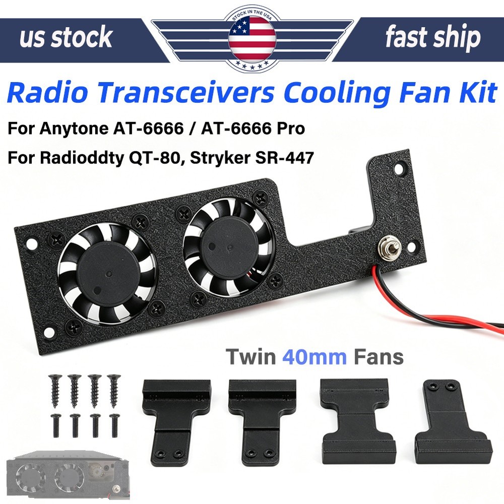 12V Cooling Fan Kit For AnyTone Anytone AT-6666/AT-6666 Pro Low-Off-High Switch