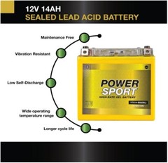 YTX14-BS High Performance – Maintenance Free – Sealed Gel Motorcycle Battery